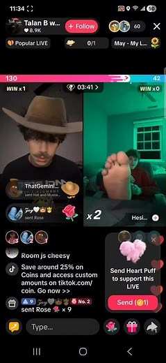 Boys show feet during TikTok Battle 1