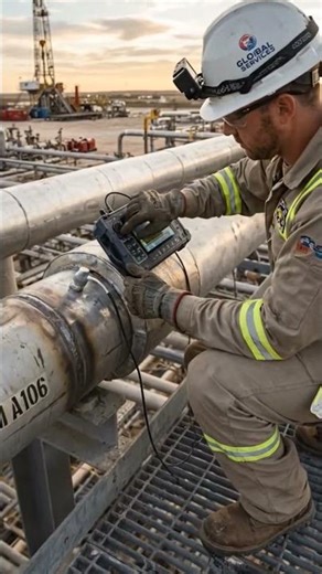 ultrasonic test of pipe surface | oil field | piping job | inspector qa/qc