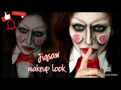 Transforming into Billy the puppet from the film franchise Jigsaw, makeup tutorial.