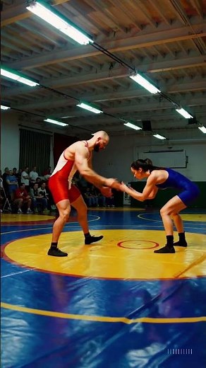 【ド迫力】男と女の真剣レスリング勝負！　#レスリング #男女対決 #スポーツバトル #挑戦者 #真剣勝負