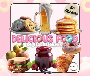 Delicious Food Digital Stickers | 3D Realistic Rendered Food Stickers | Digital Stickers Book | Goodnotes & Notability | 80 Stickers - Etsy
