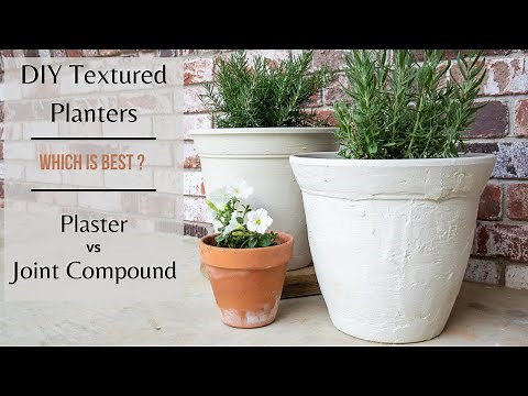 DIY Textured Planter Pot // Plaster vs Joint Compound