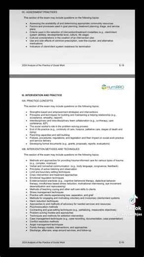 #ASWB Clinical Exam Outline #socialwork #mswstudent