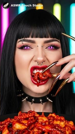 SPICY OCTOPUS EATING ASMR 🐙 Chewy, Suction Cup Sounds, Spicy Breath No Talking #asmr #satisfying