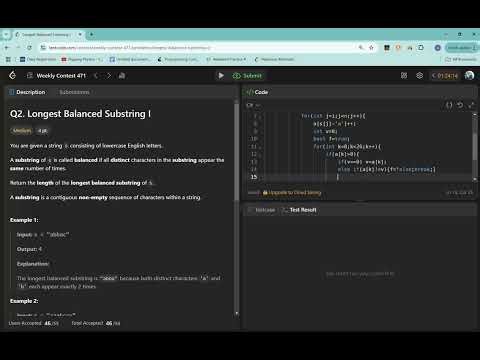 Q2 - Longest Balanced Substring I - C# Solution