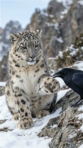 Nature's Unexpected Rescue: Raven Helps a Snow Leopard