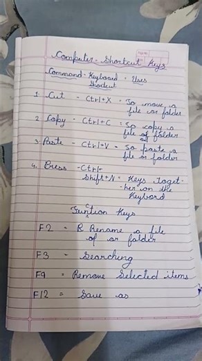 4th standard computer shortcut keys and function keys