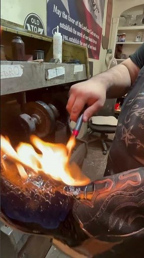 Watch us dye some leather boots #bootmaker #boots