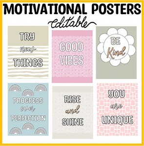 Printable Boho Motivational Posters, Growth Mindset Posters for Kids, Posters