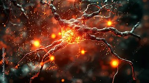 Neuron cells neural network under microscope neuro research science brain signal information transfer human neurology mind mental impulse biology anatomy microbiology intelligence connection system Stock Video