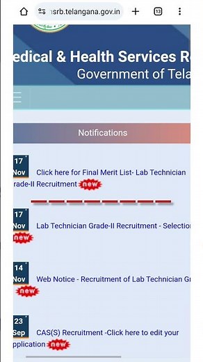 Final Merit list - MHSRB Lab Technician recruitment..