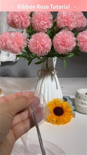 DIY ribbon rose flowers | Handmade ribbon flower craft for beginners #diycrafts #handmadecrafts