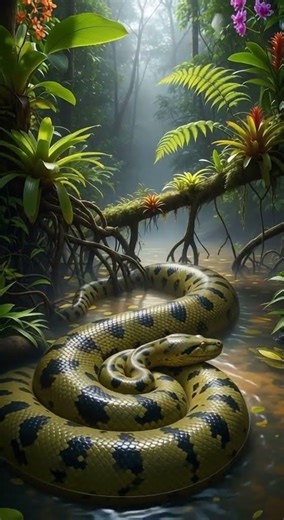 Anaconda snake in the Amazon rainforest 1 #anime #animals #shorts