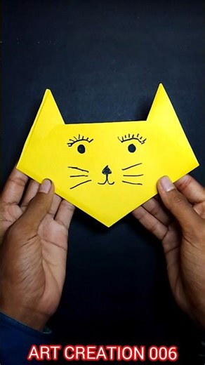origami paper cute cat face make easy craft #viral