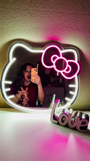 Hello kitty neon light mirror #hellokitty #hellokittylover #hellokittyfind #hellokittygirl #hellokittymirror