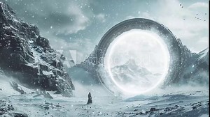 futuristic surreal fantasy background cinematic shot ancient alien observer emerges. . seamless looping overlay 4k virtual video animation background