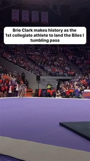 Did you know that #SimoneBiles has five gymnastic moves named after her? Brie Clark made history this weekend as the first collegiate athlete to land the Biles I tumbling pass—a move so difficult, only the GOAT herself had ever pulled it off in competition. | The Female Quotient