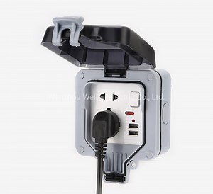 [Hot Item] Weatherproof Outdoor USB Switch Socket Wall Switch Socket Box
