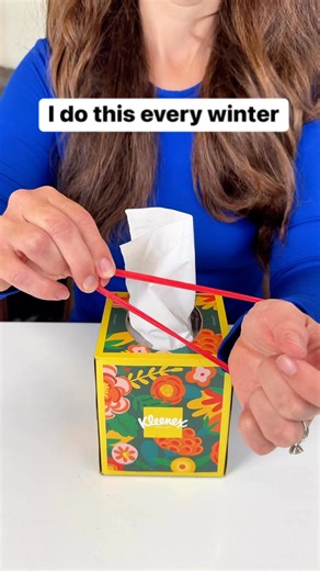 2.3M views · 10K reactions | Tie empty tissue box to use for trash #tissue #Kleenex #winter #rubberband | Liz & Jeff | Facebook