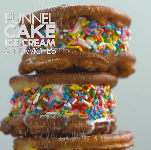 Funnel Cake Ice Cream Sandwiches Recipe: bit.ly/2tlABXk | Food.com