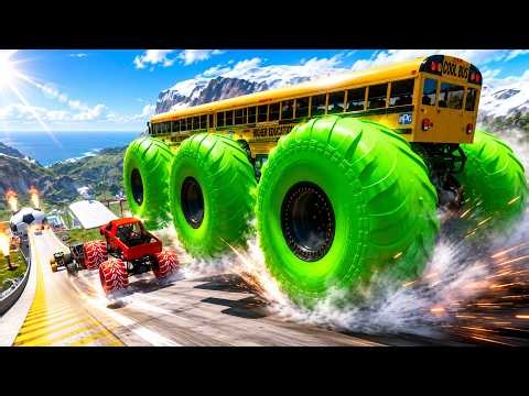 Epic High Speed monster trucks jumps stunts & crashes #186 | BeamNG Drive