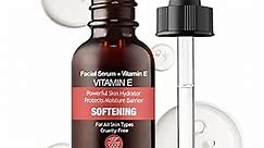 NATURAL VITAMIN E Facial Serum for Hydrating Softening Dry Face Skin Everyday Use with Pear Fruit Extract Rosa Damascena Flower 30ml 1 fl oz Non-Greasy and Fast Absorbing PURIFECT MADE IN USA