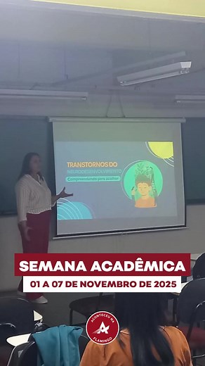Começa a Semana Acadêmica da Faculdade Flamingo. De 01 a 07 de novembro, a sua sala terá uma programação especial para ampliar repertório, fazer conexões e viver a prática universitária por dentro. Como participar • Confira a programação da sua turma no AVA e nos grupos oficiais. • Traga um amigo interessado em cursar graduação na Flamingo para conhecer a experiência por perto. • Garanta o certificado de 5 horas de Atividades Complementares. ✨ Dica de ouro: Escolha pelo menos duas atividades da 