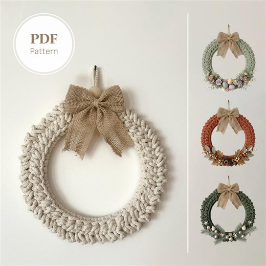 Crochet Wreath Pattern PDF | Customizable Wreath Base Tutorial | Seasonal Wall Decor for Easter, Christmas, Autumn | DIY Home Decor - Etsy