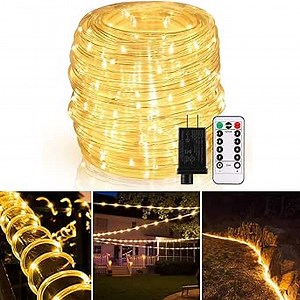 Christmas LED Rope Lights Outdoor, Connectable 72ft 200 LED String Lights Plug in Remote, Waterproof Dimmable 8 Modes Fairy String Lights with Timer for Deck Patio Pool Wedding（3000K）