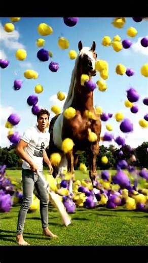 The horse mascot vibrato assistant on the football field is popular, co-produced, creative