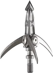 B3 Archery Crossbow Hunting 100 Grain Stainless Steel Expandable Exoskeletal Broadheads, Pack of 3