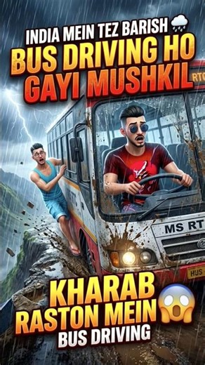India Mein Tez Barish 🌧️ Bus Driving Ho Gayi Mushkil 😱