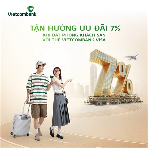💳 Trở thành chủ thẻ Vietcombank Visa - Mở khóa chi tiêu hấp dẫn, bước vào thế giới ưu đãi độc quyền 💚 🧳 Du lịch gần xa, có Vietcombank Visa trợ giá 🔸Giảm đến 7% khi đặt phòng trên Expedia 📅 Ưu đãi áp dụng từ nay đến hết ngày 30/12/2025 🎯Trải nghiệm đẳng cấp, có Vietcombank Visa đồng hành 🔸Ưu đãi 20% tại nhà hàng đối tác hàng đầu 🔸Giảm 50% khi nghỉ dưỡng tại khách sạn 5 sao Phát hành thẻ ngay hôm nay để chi tiêu thông minh - tận hưởng tiện ích vượt trội - nắm trọn ưu đãi có 1 không 2 💚 �