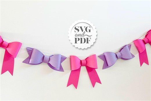 Paper Bow Banner SVG Template | 3D Garland Cut File for Cricut Silhouette | Gift Wrap, Wedding, Baby Shower, Birthday Party Decor - Etsy
