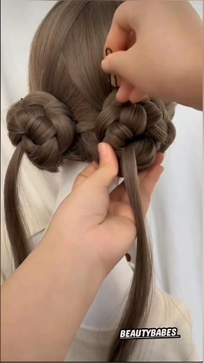 Try this simple and trendy two bun hairstyle ||Easiest two bun hairstyle tutorial #virel #hairstyle