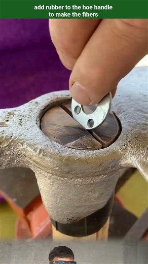 add rubber to the hoe handle to make the fibers