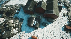 aerial view of antarctic base and scientific research station