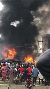 2K views | Earlier today: A Tanker carrying diesel exploded and caused a fire outbreak that burnt part of the Okokomaiko police station in Ojo, Lagos and some other buildings around it. | The ICIR | Facebook