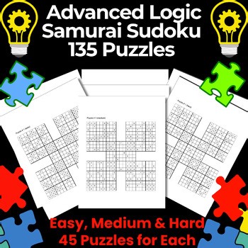 Samurai Sudoku Logic Puzzles Set 6 | 135 Advanced Puzzles | Critical Thinking