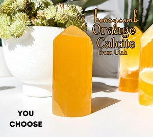 Honeycomb Orange Calcite Tower: Utah State Crystal Point - Etsy
