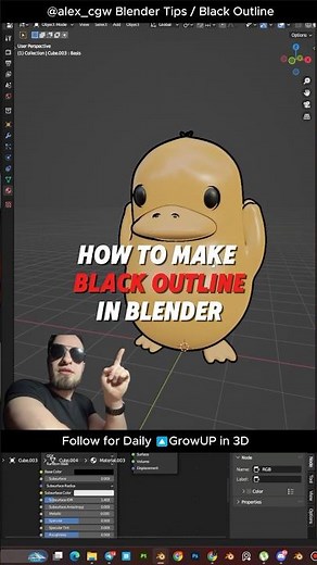 How to make a black outline in blender tutorial #blendertutorial #3dmodeling #gamedev