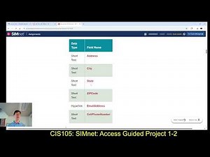 CIS105: 11/6/25: SIMnet Access Guided Project 1-2 (FICTITIOUS addresses--no personal information)