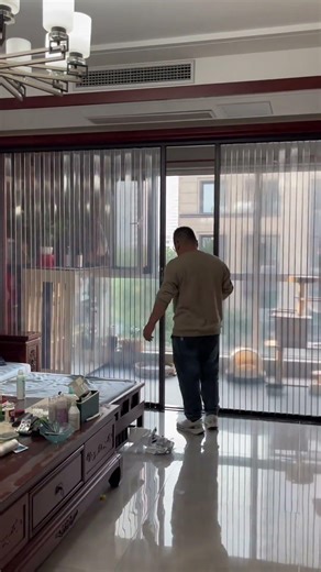 十分钟装好客户吓一跳免打孔不破坏墙壁隔冷隔热折叠门#隔断门 #折叠门 #隐形推拉门