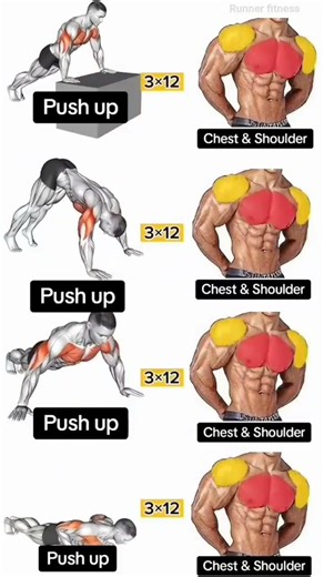 4 Best Push-Up Variations for a Massive Chest & Shoulders! 💪 #bodyweightexercises #chest