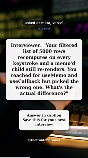 useMemo vs useCallback, the real difference | frontend interview