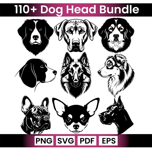 Dog Head SVG Bundle, 110  Breeds, Clipart for Cricut (svg, Png, Pdf, Eps) - Etsy