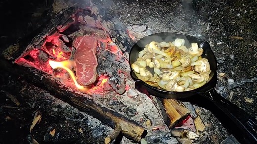 Winter Overnight Bushcraft Camping after Snow Storm ｜ Bushcraft Table & Pot Hang ｜ Campfire Cooking_part035 | Steven Daniels