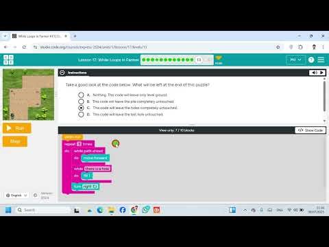 Lesson 17 While Loops in Farmer 13 Express Course code org #Coding #Gmaing #Website