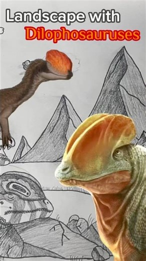 Showing My landscape with Dilophosauruses!!!! 🏔️🦖✍️