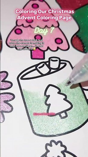 Coloring Our Christmas Advent Coloring Page, Day 7! Hot cocoa mug ☕️🍫🤎